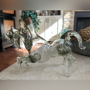 Vintage Hand Blown Glass Horse Decanter